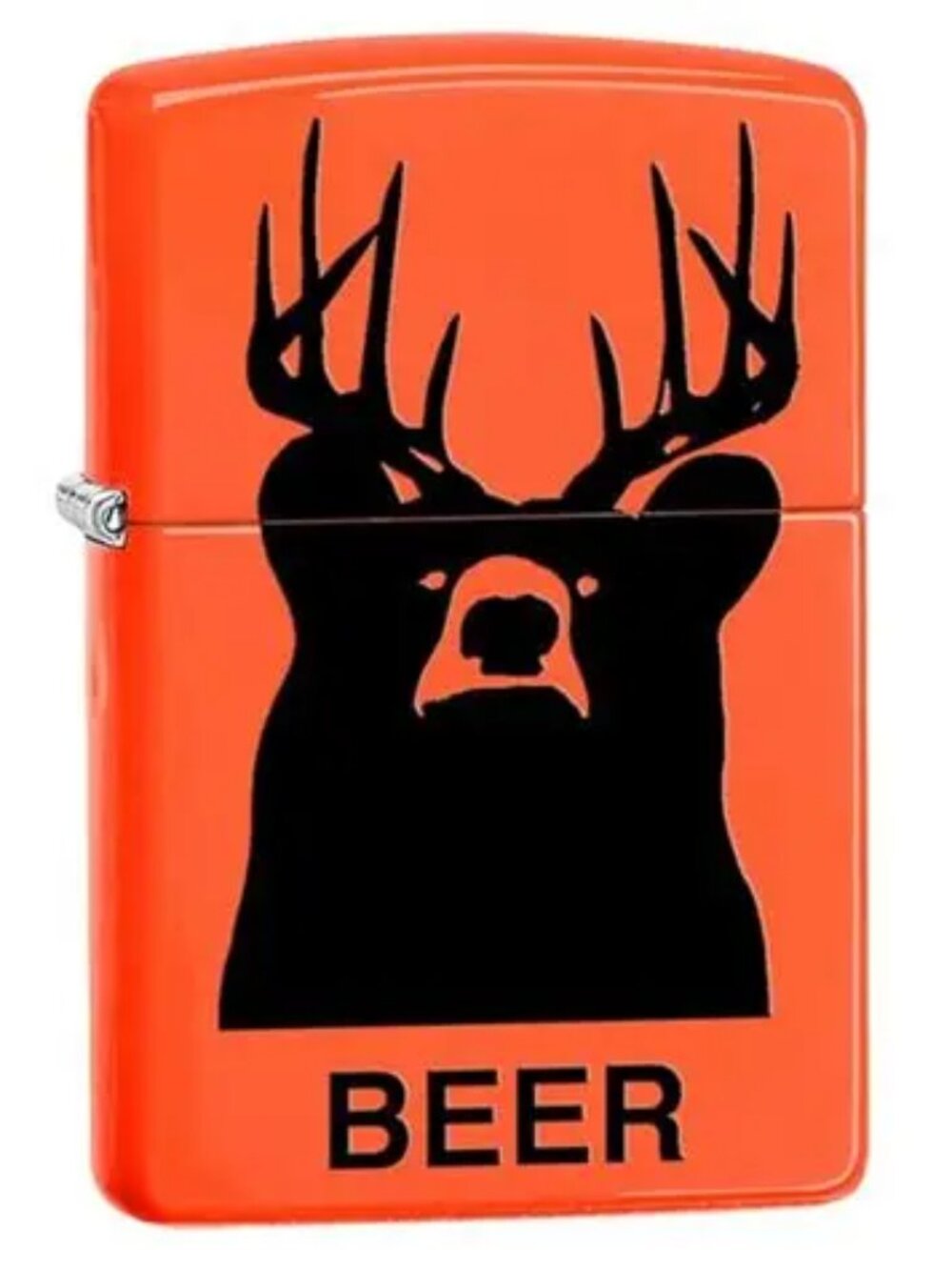 Sharp Oramge Beer Bear With Antlers Zippo Lighter